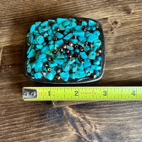 Turquoise bead belt buckle - Picture 2 of 5